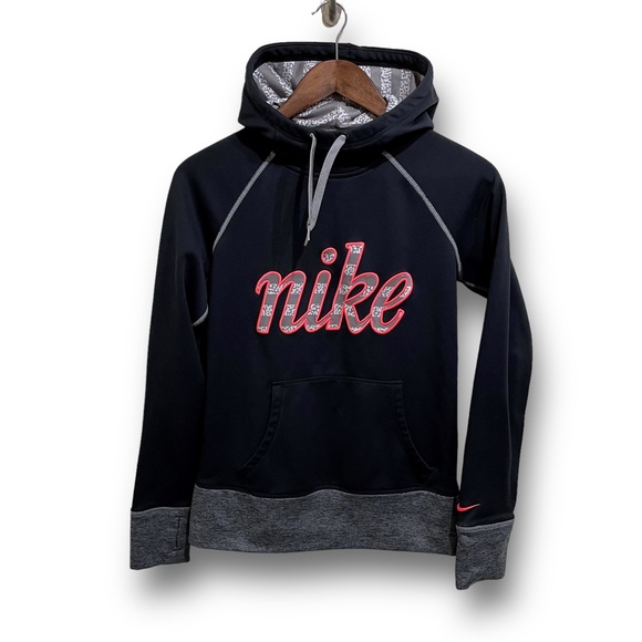 Nike Tops - Nike Therma-Fit Women's Embroidered Spell Out Script Logo Cowl Neck Hoodie